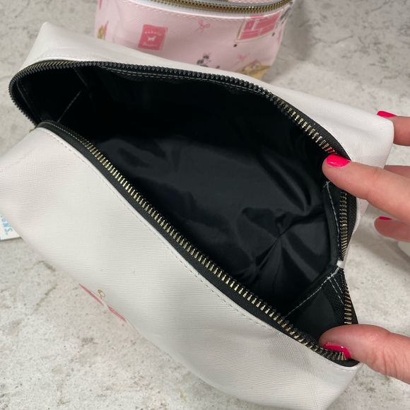 Pink Poodle Dog CHOOSE Train Case Cosmetic Travel Zip Top Toiletry Small Makeup - Picture 8 of 9